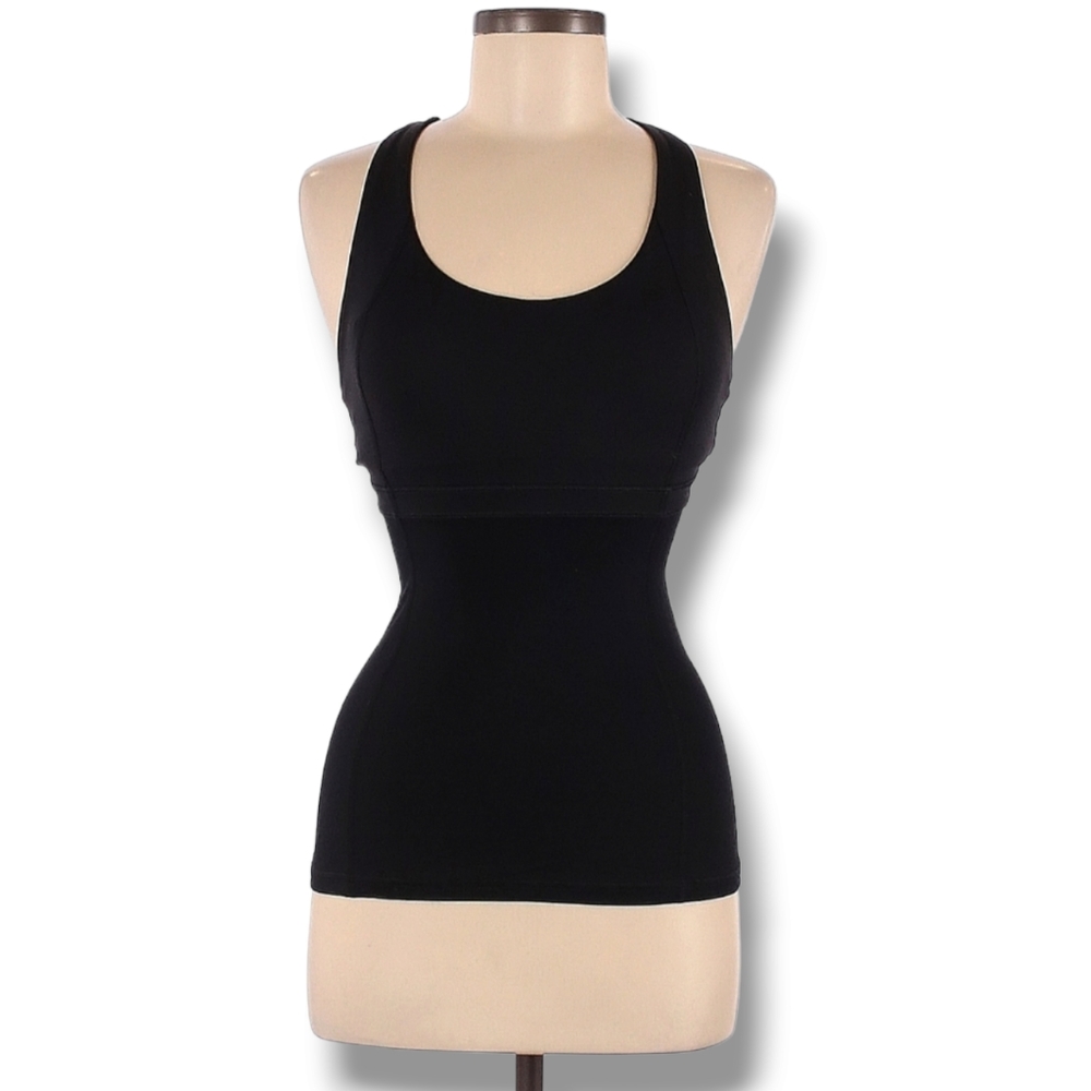 Lululemon Athletica Active Tank Size 2 Black Sleeveless Scoop Neck Shelf Bra